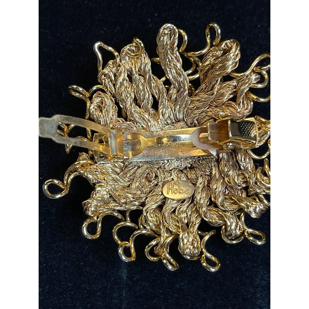 VTG. Hobé Gold-Toned Woven Sunburst Hair Cip Barrette Mid Century Modern RARE - Picture 7 of 8